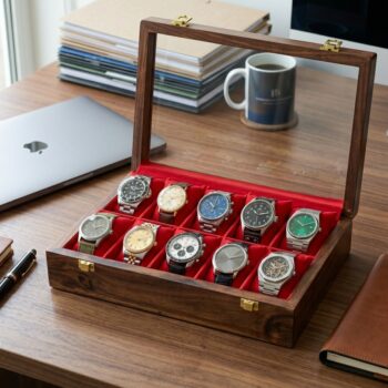 Handcrafted Wooden Watch Display Box – 10 Slot Premium Organizer
