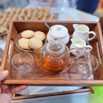 Handcrafted Wooden Serving Tray Set – Nested Floral Collection